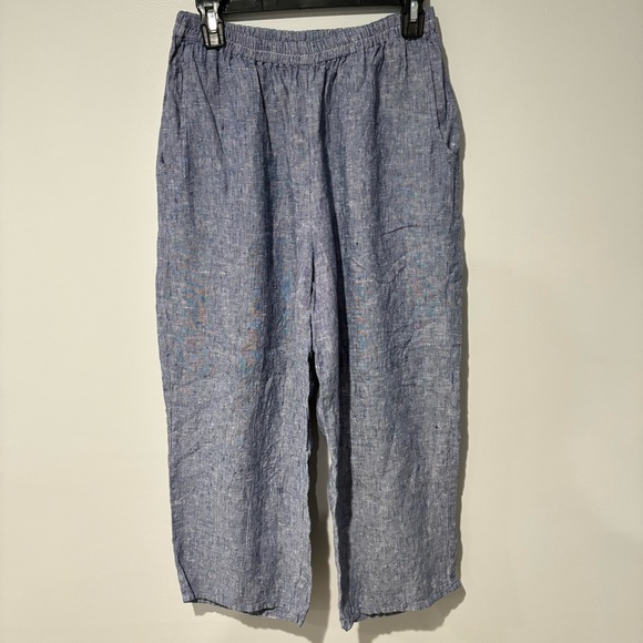 Flax Pants - FLAX Linen Pants Small Denim Blue
